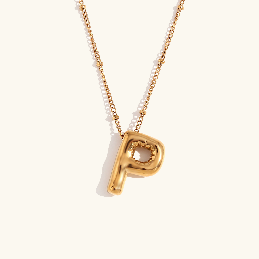 Gold Initials Necklace with Ball