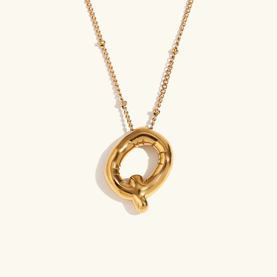 Gold Initials Necklace with Ball