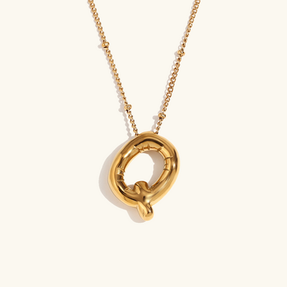 Gold Initials Necklace with Ball