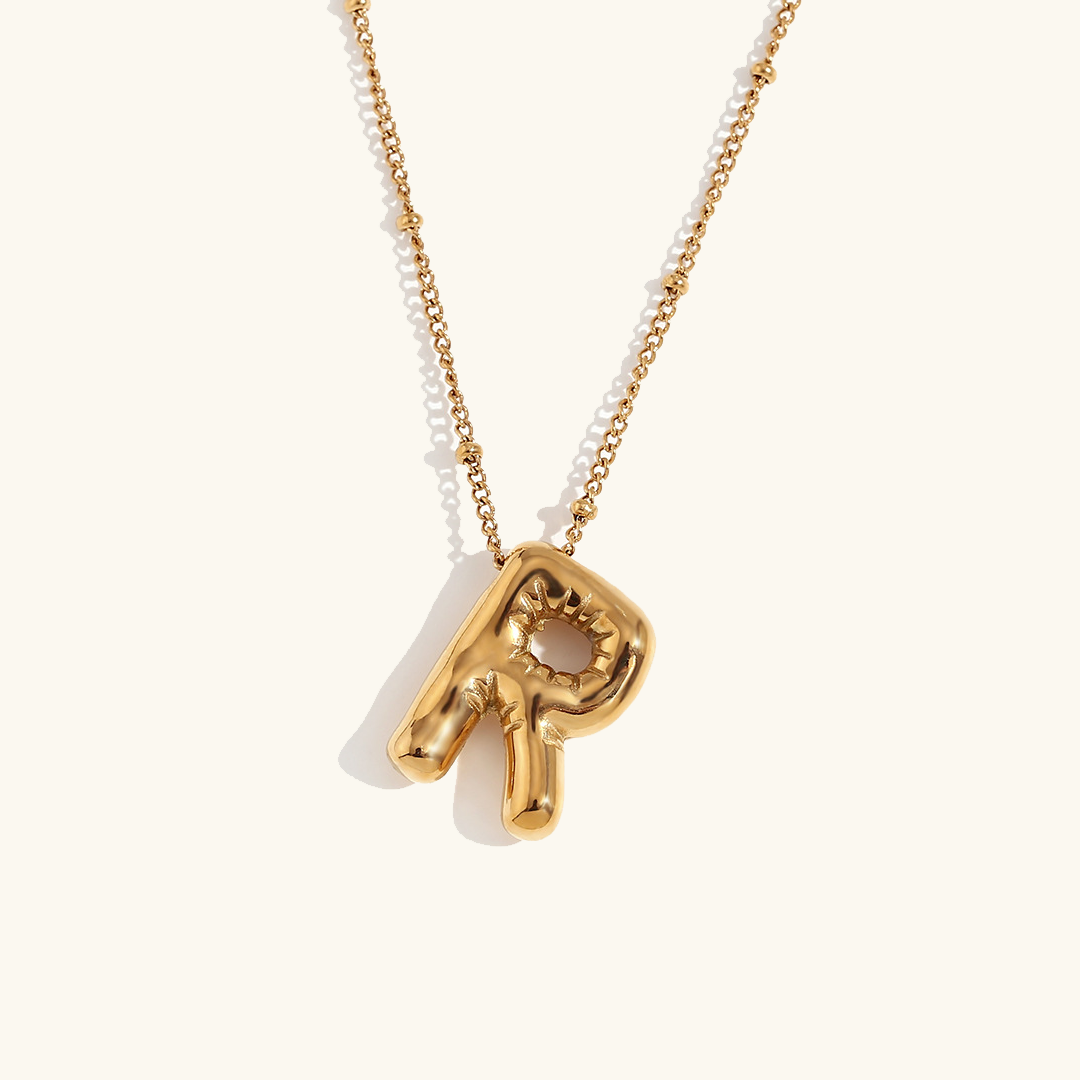 Gold Initials Necklace with Ball