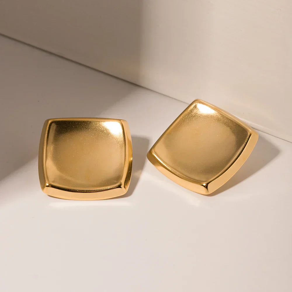 Poppy - Gold Square Earrings