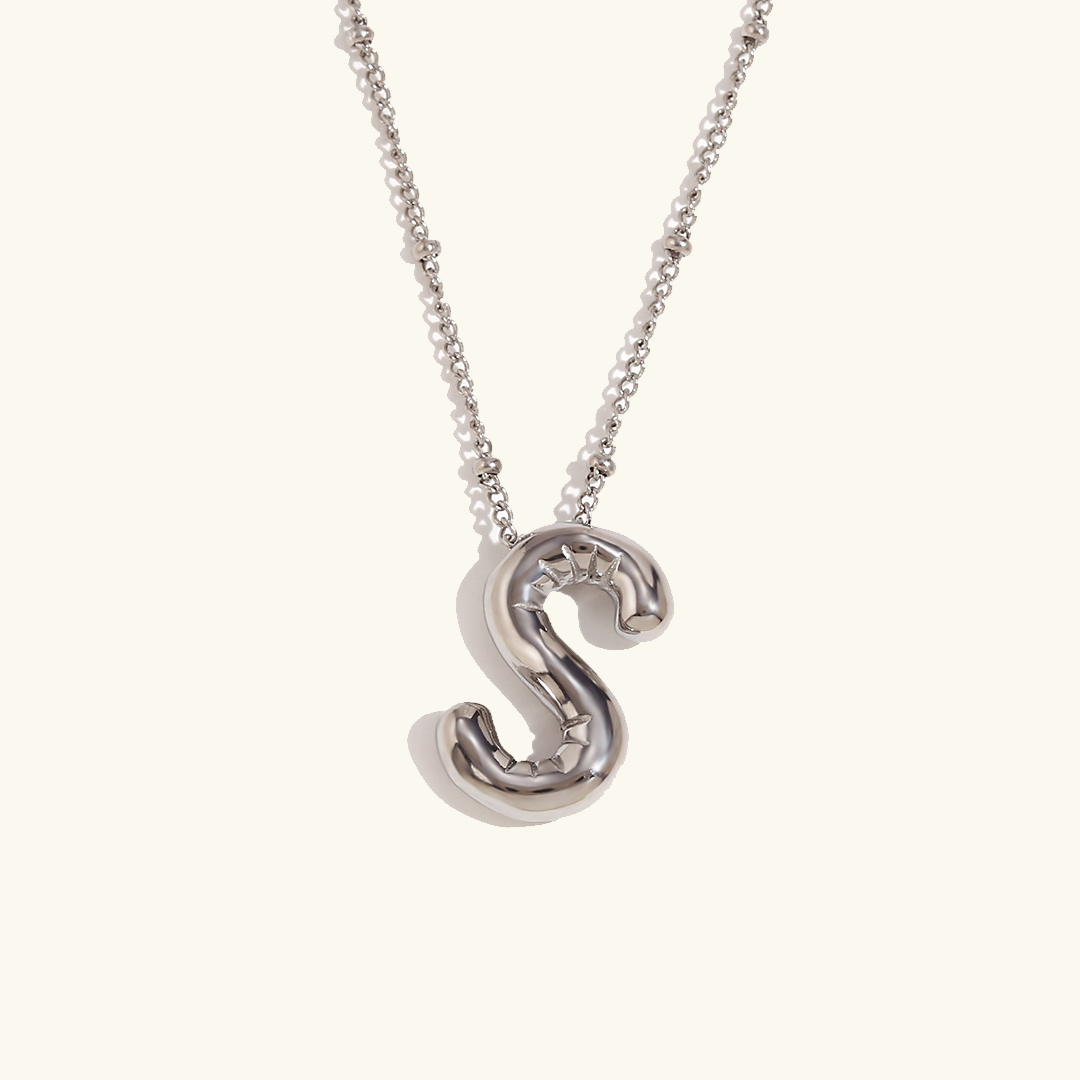 Gold Initials Necklace with Ball