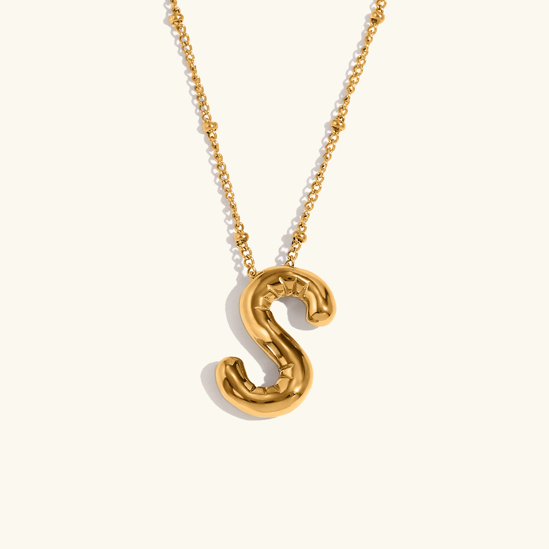 Gold Initials Necklace with Ball