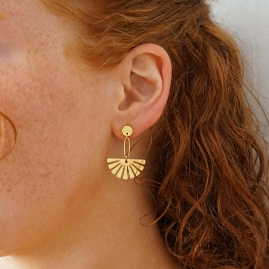 Floral Drop Earrings - Fan-Shaped Earrings