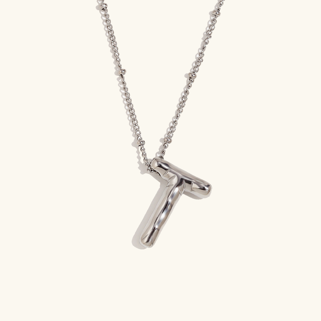 Gold Initials Necklace with Ball
