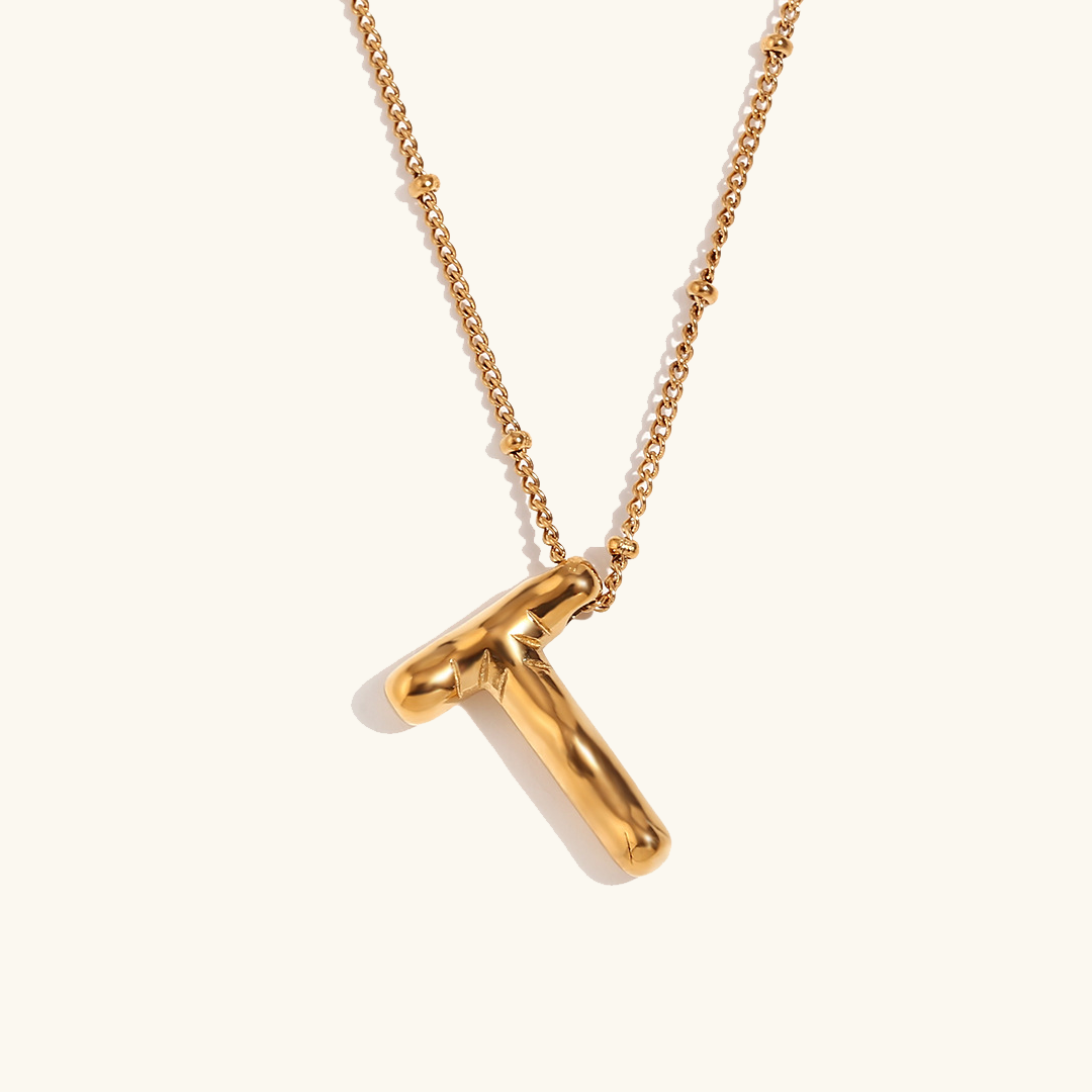 Gold Initials Necklace with Ball