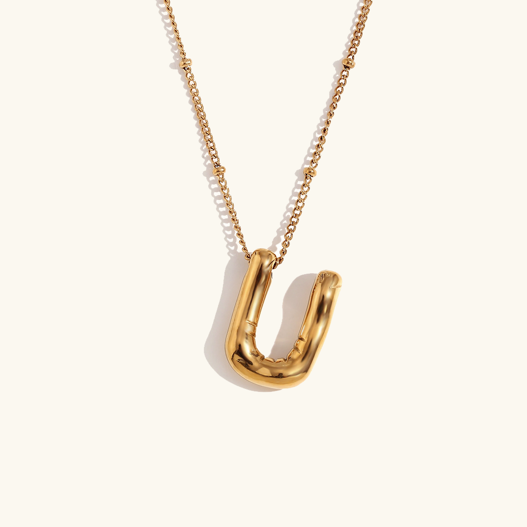 Gold Initials Necklace with Ball