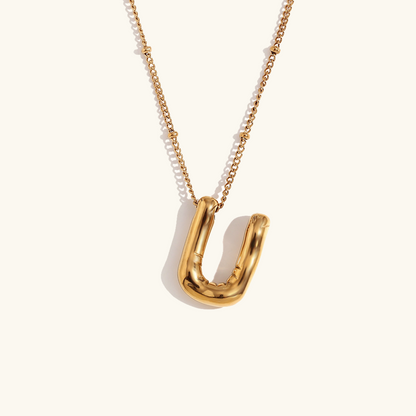 Gold Initials Necklace with Ball