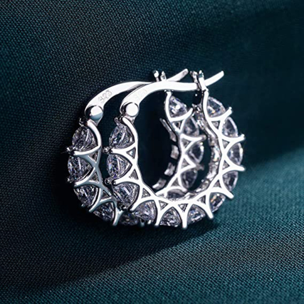 Zircon Hoops - Diamond Charm Hoop Earrings