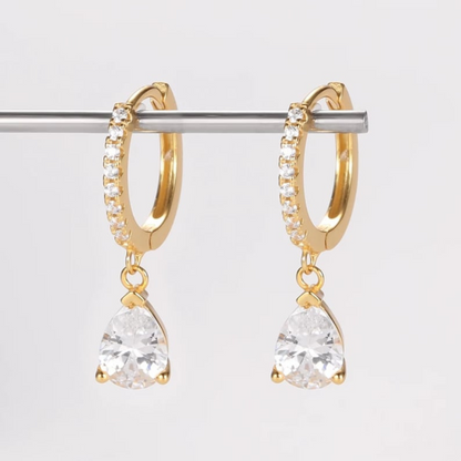 Crystal Drop Earrings - Delicate Huggies with Cubic Zirconia