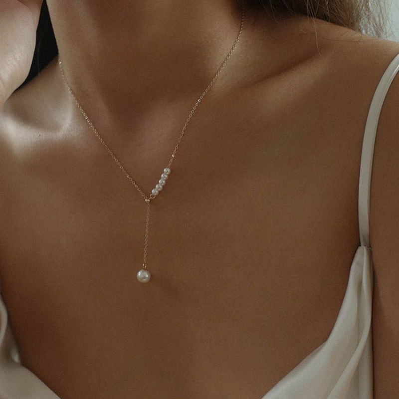 Water Pearl Necklace - Layered Pearl Necklace