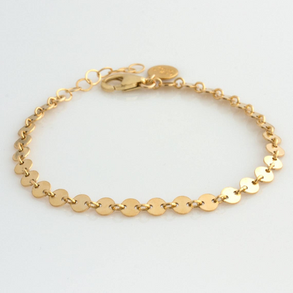 Disc Bracelet with Tubular Chain - Stacked Bracelet Set