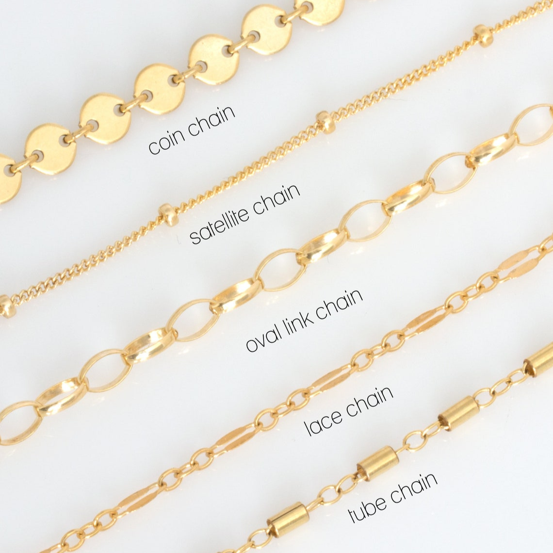 Disc Bracelet with Tubular Chain - Stacked Bracelet Set