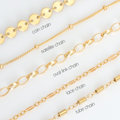 Disc Bracelet with Tubular Chain - Stacked Bracelet Set