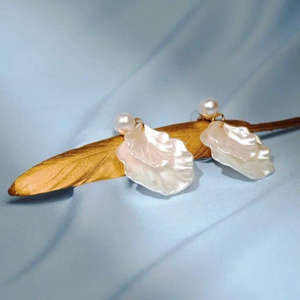 Bright Pearl Shell - Hanging Shell Earrings