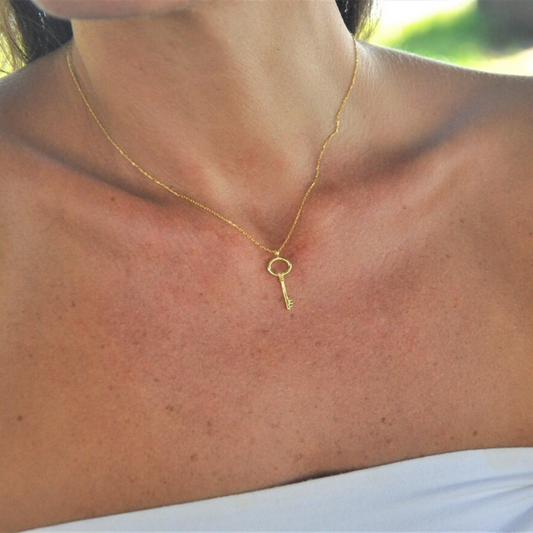 Golden Key Pendant - Lock Necklace