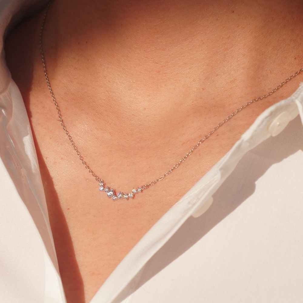 Smiling Diamond Necklace – Delicate Diamond Pendant Necklace