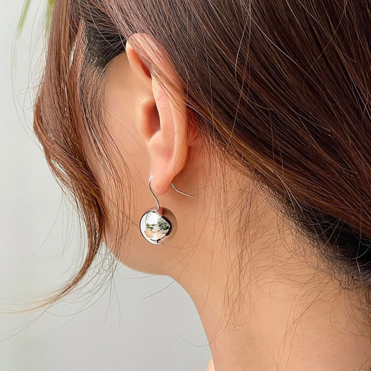 Sphere Earrings - Shiny Round Ear Hooks