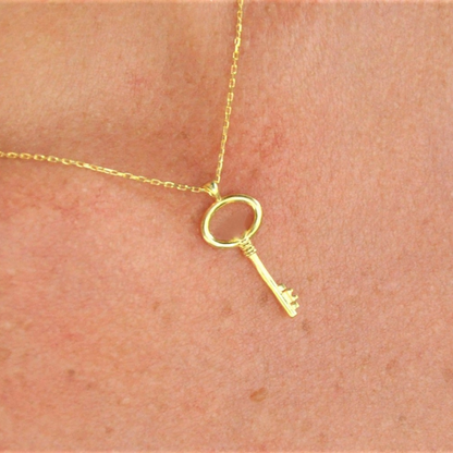 Golden Key Pendant - Lock Necklace