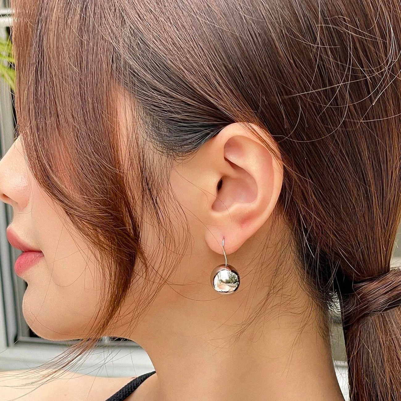 Sphere Earrings - Shiny Round Ear Hooks