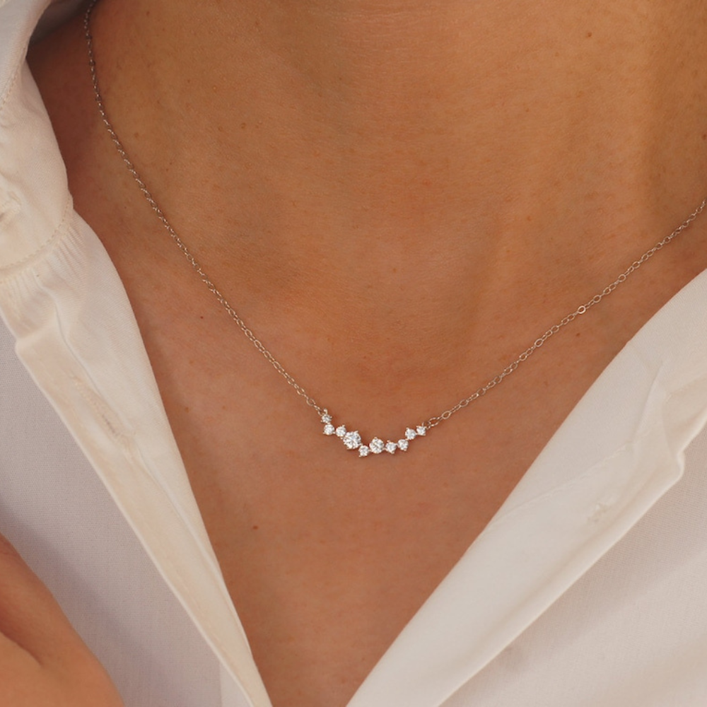 Smiling Diamond Necklace – Delicate Diamond Pendant Necklace