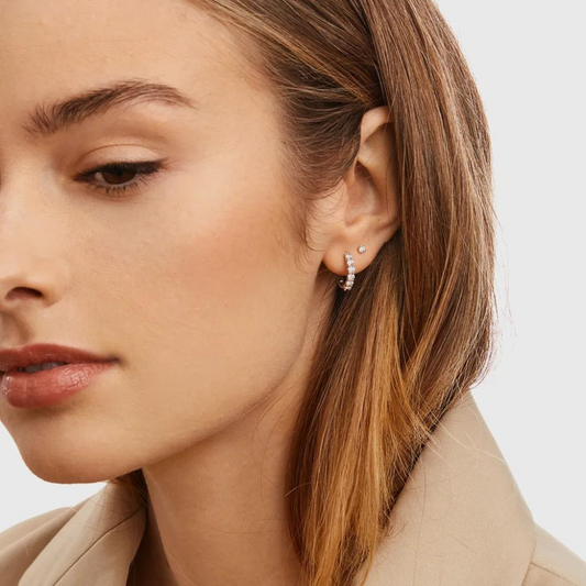 Zircon Hoops - Diamond Charm Hoop Earrings
