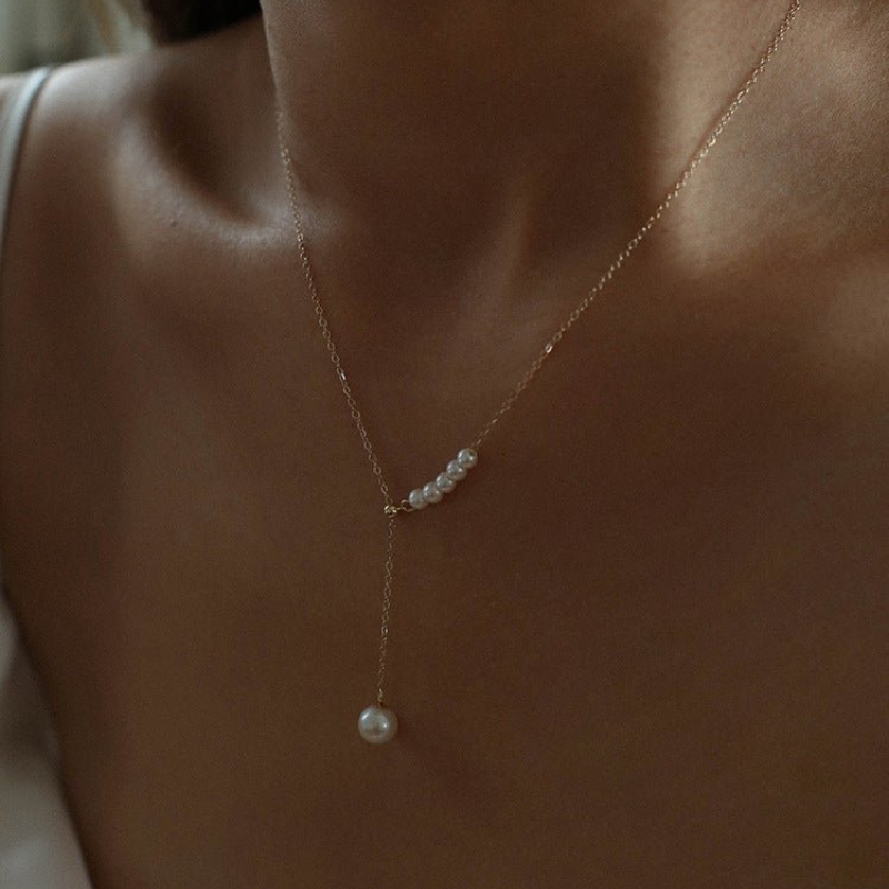 Water Pearl Necklace - Layered Pearl Necklace