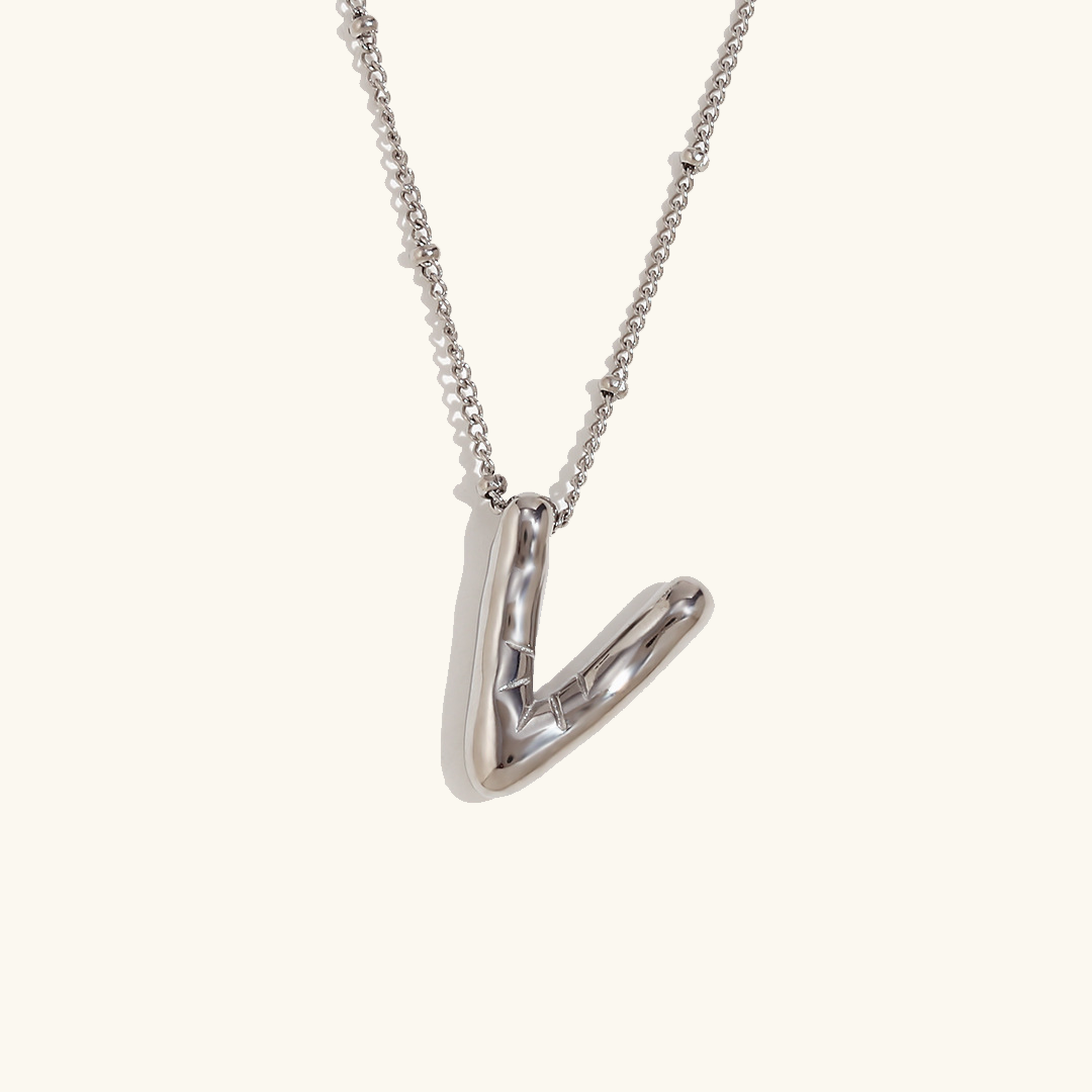 Gold Initials Necklace with Ball