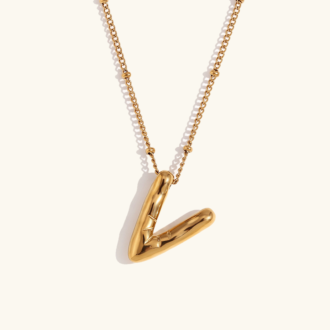 Gold Initials Necklace with Ball