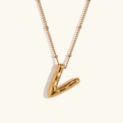 Gold Initials Necklace with Ball