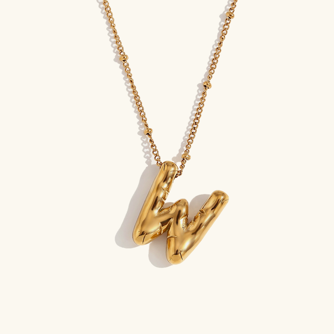 Gold Initials Necklace with Ball