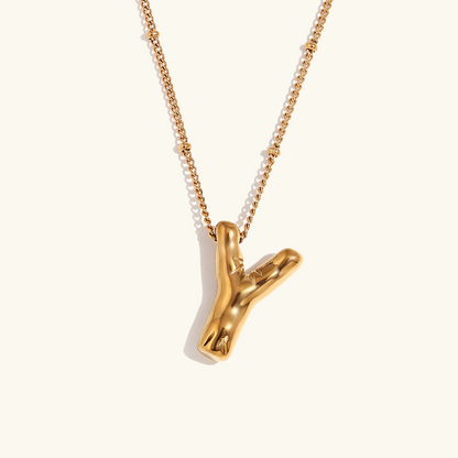 Gold Initials Necklace with Ball