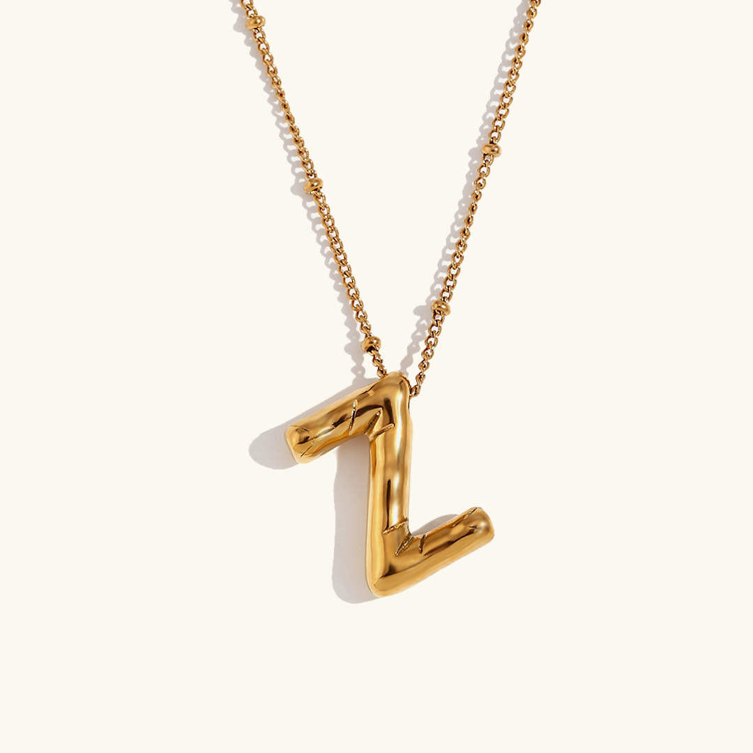 Gold Initials Necklace with Ball