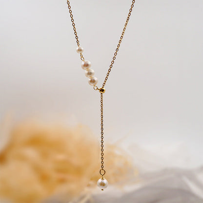 Water Pearl Necklace - Layered Pearl Necklace