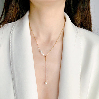 Water Pearl Necklace - Layered Pearl Necklace