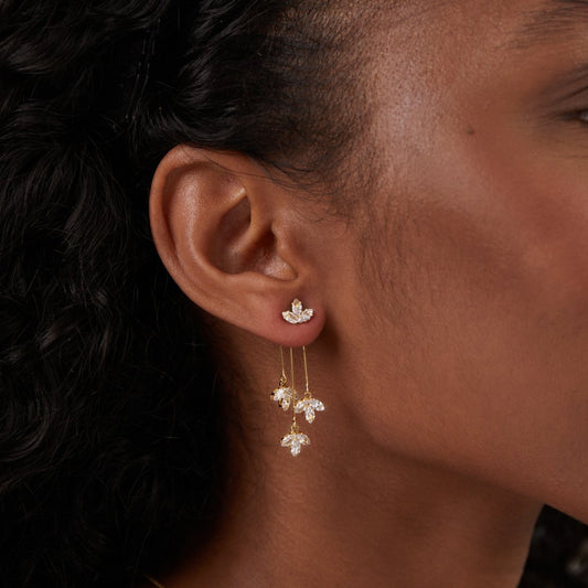 Maia - Crystal Lotus Cascade Earrings