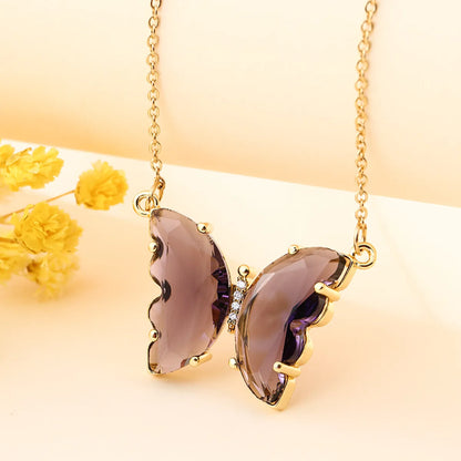 Small Burgundy Butterfly Necklace