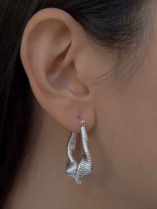 Lyra - Silver Fluid Wave Hoop Earrings