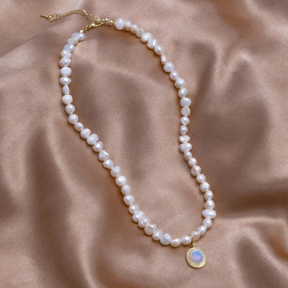 Moonstone - Pearl Necklace