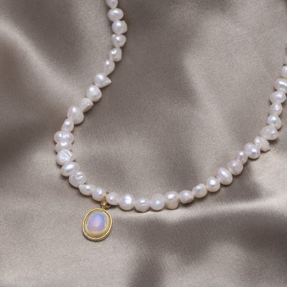 Moonstone - Pearl Necklace