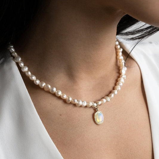 Moonstone - Pearl Necklace