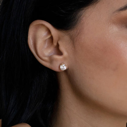 Classic Diamond Stud Earrings - Round Stone Earrings