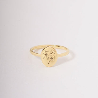 Birth Flower Ring - Delicate Custom Ring
