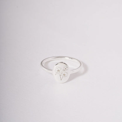 Birth Flower Ring - Delicate Custom Ring