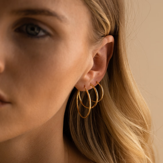 Lightweight Hoops - Gold and Silver Earrings (Set of 4)