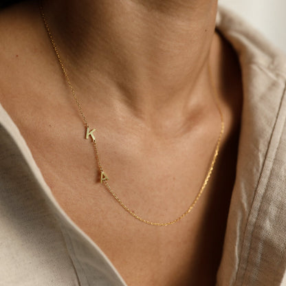 Side Initials Necklace – Personalized Letter Necklace