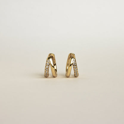 Duo Huggies – Duo Earrings with Zirconia