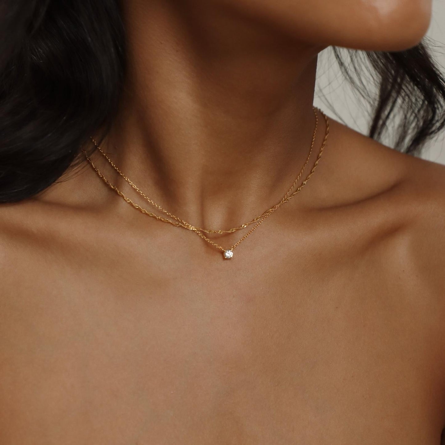 Delicate Diamond Necklace – Stone Inlay Pendant Necklace