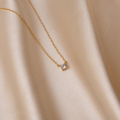 Delicate Diamond Necklace – Stone Inlay Pendant Necklace