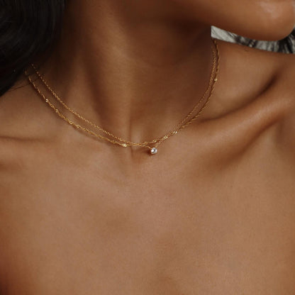 Delicate Diamond Necklace – Stone Inlay Pendant Necklace